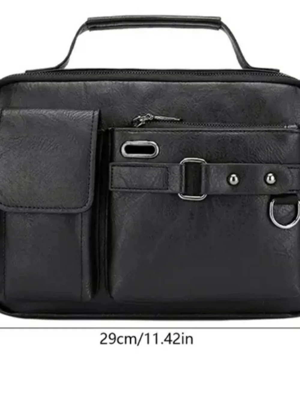 Black Men's Crossbody Briefcase Bag - Minimalist Urban Organizer